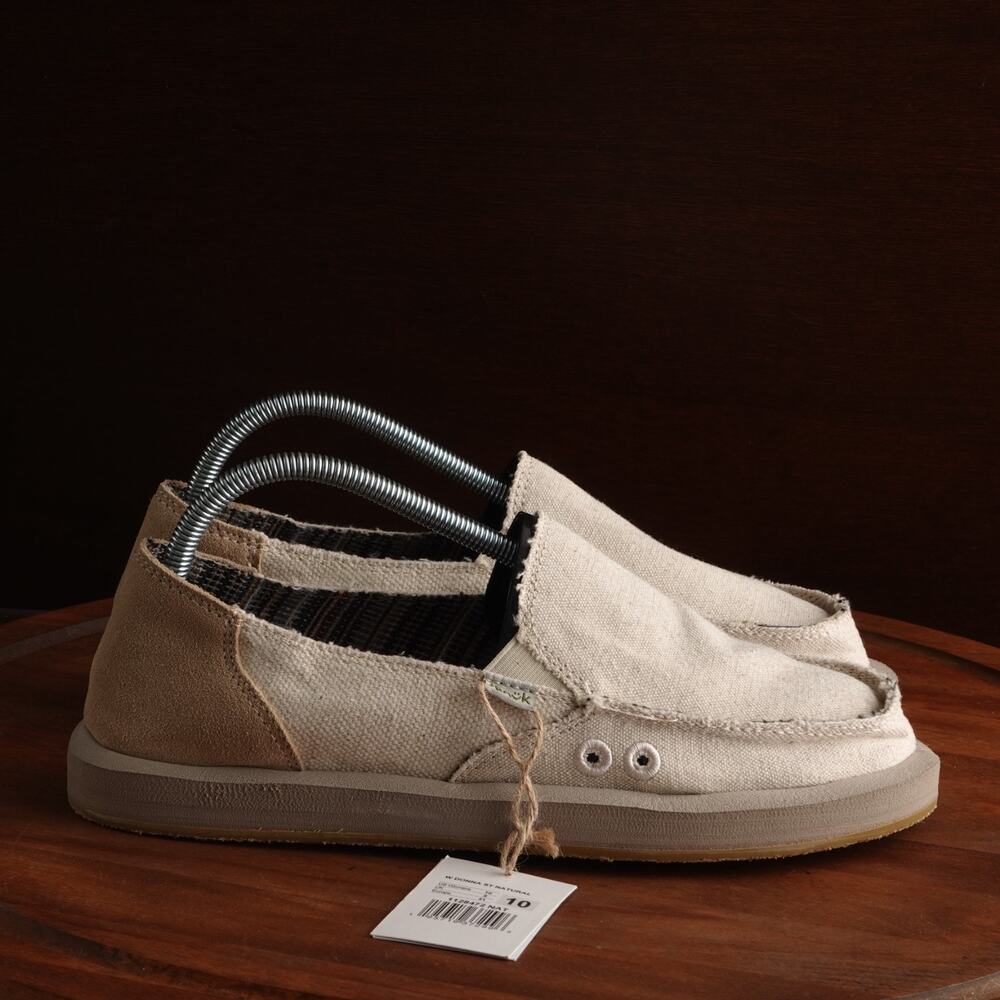 Sanuk Shoes Womens SZ 10 Beige Donna ST Natural Slip On Beach Coastal‎ Shoes NWT